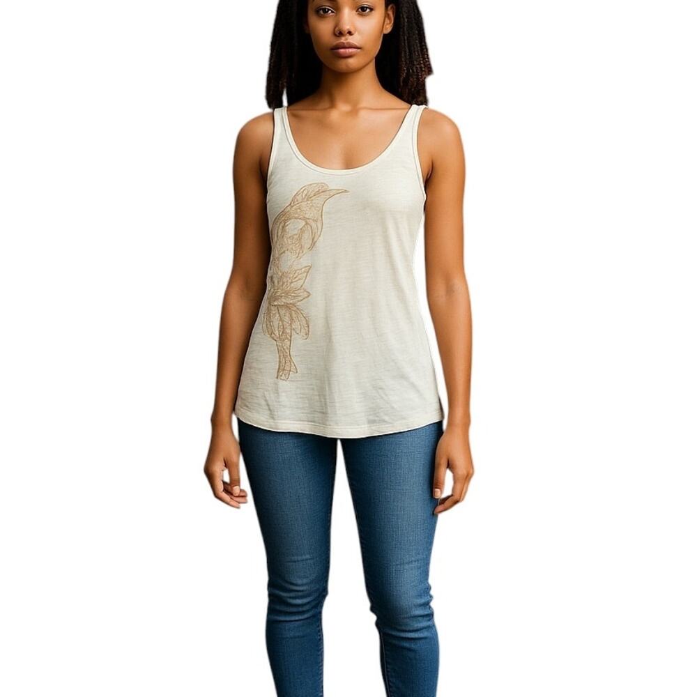 Y2K Miss Me Patch Embroidered Vintage Wash Distressed Cream Tank Top Size Small